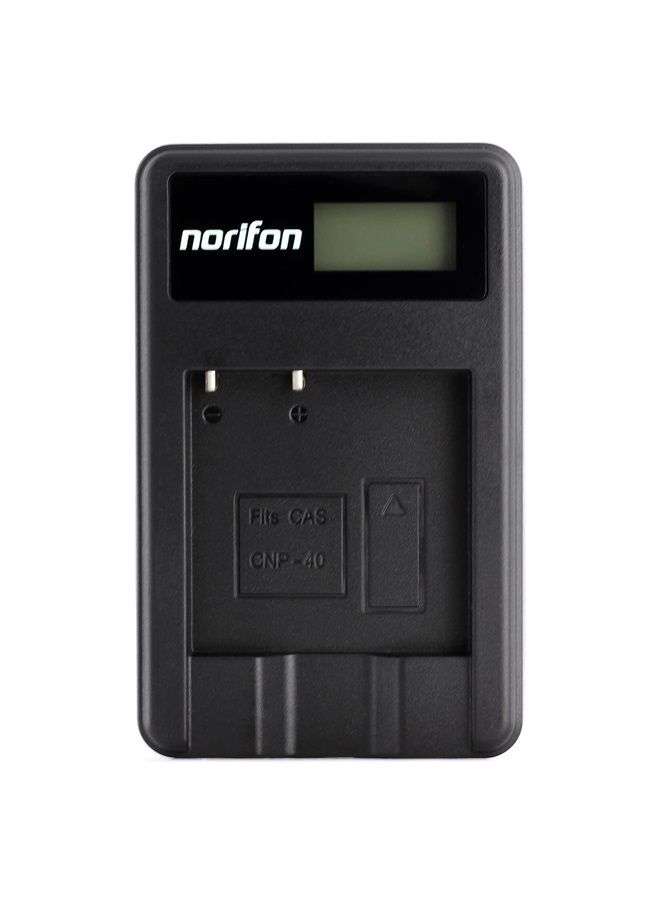 Norifon شاحن USB LCD NP-40 لكاميرات كاسيو إكزليم EX-FC100، EX-FC150، EX-Z400، إكزليم زوم EX-Z100، EX-Z1000، EX-Z1050، EX-Z1080، EX-Z1200، EX-Z200، EX-Z300، EX-Z40، EX-Z450، EX-Z50 والمزيد - Image 1