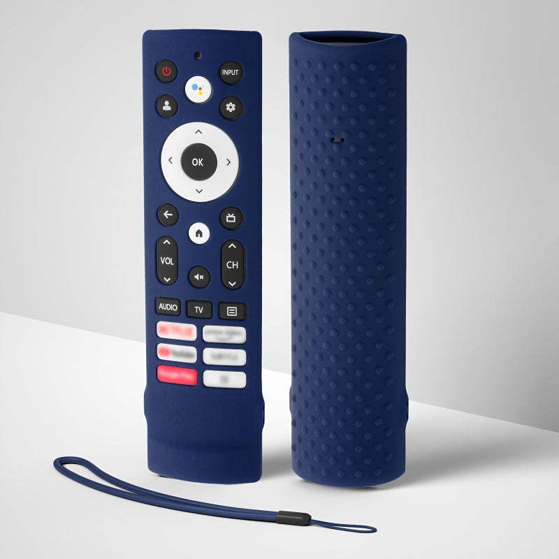 Luminous Blue Silicone Protective Case for Hisense Voice Remote Control ERF3A90 Compatible with U7G U8 U9G 4K ULED Series Shockproof Wear Resistant Cover with Lanyard - Image 2