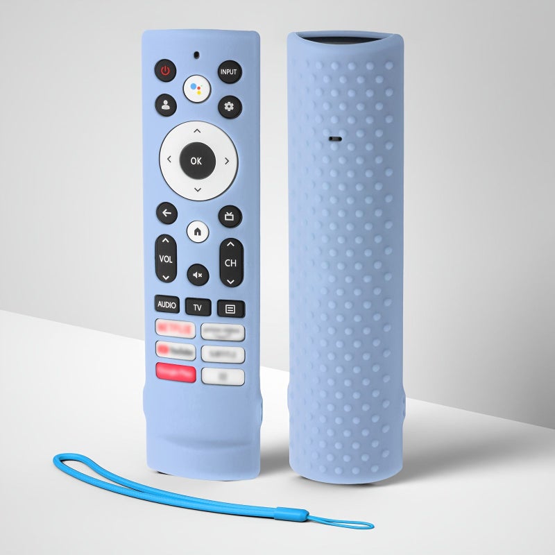 Luminous Blue Silicone Protective Case for Hisense Voice Remote Control ERF3A90 Compatible with U7G U8 U9G 4K ULED Series Shockproof Wear Resistant Cover with Lanyard - Image 1