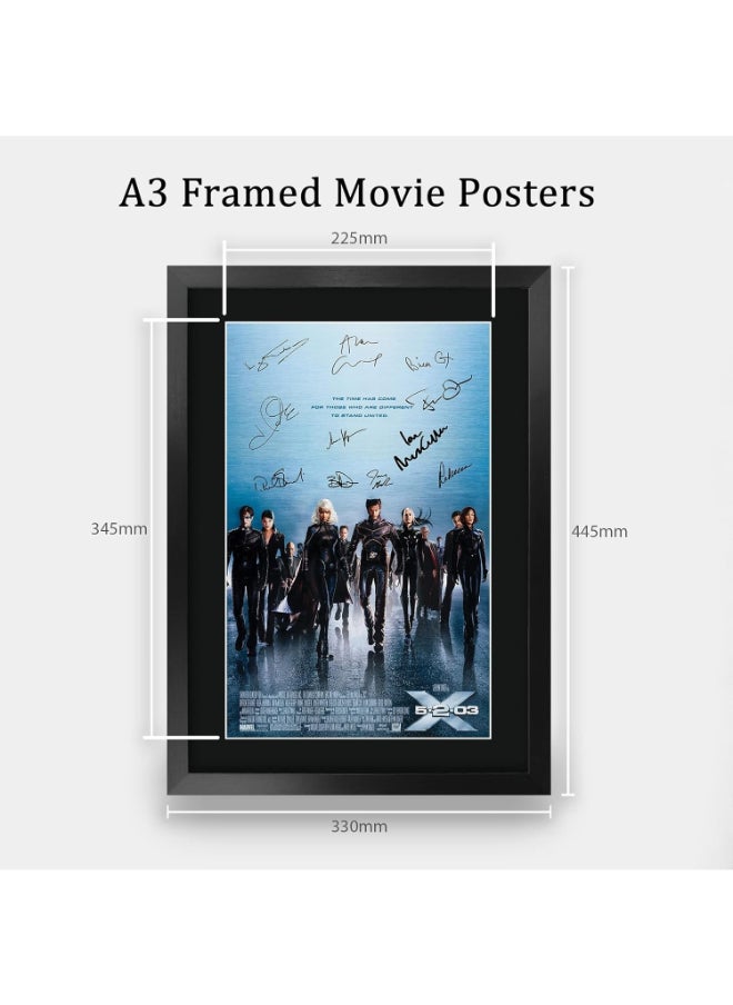 HWC Trading HWC Trading X-Men 2 Hugh Jackman, Patrick Stewart 16 x 12 inch Framed Gifts Printed Poster Signed Autograph Picture for Movie Memorabilia Fans - 16" x 12" Framed  - Image 2