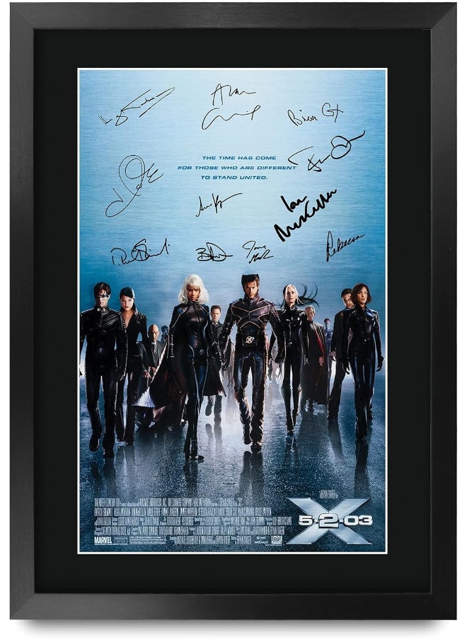 HWC Trading HWC Trading X-Men 2 Hugh Jackman, Patrick Stewart 16 x 12 inch Framed Gifts Printed Poster Signed Autograph Picture for Movie Memorabilia Fans - 16" x 12" Framed  - Image 1