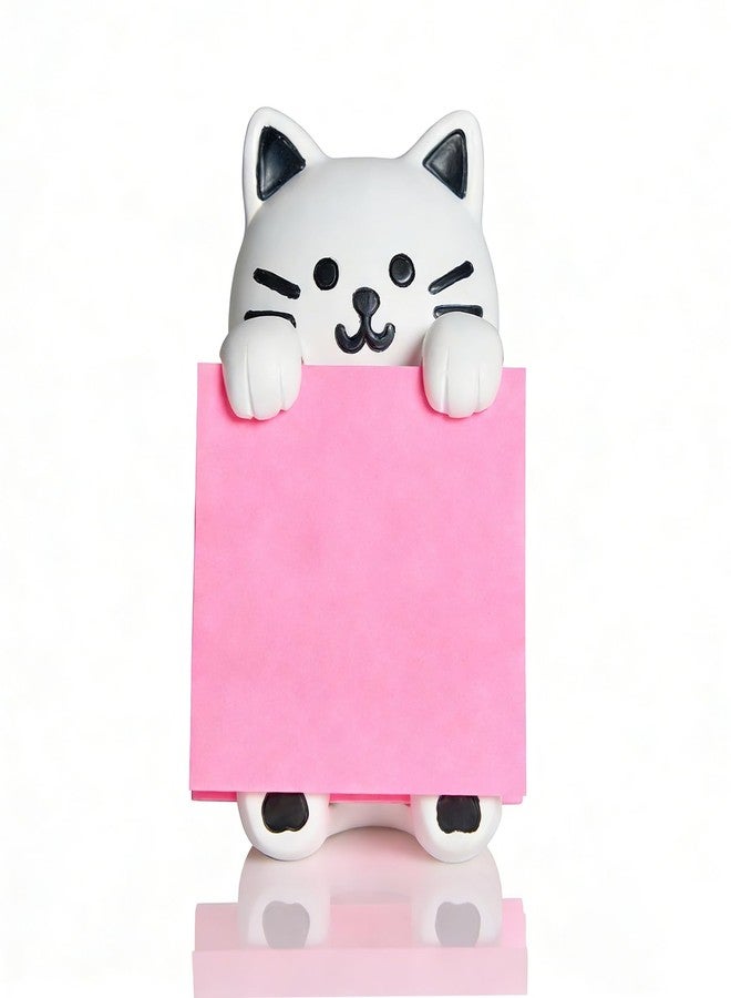 HORTIX Cat Sticky Note Holder for Desk - Doodle-Friendly Resin Dispenser for Office & Home, Holds 3" x 3" Sticky Notes - Image 1