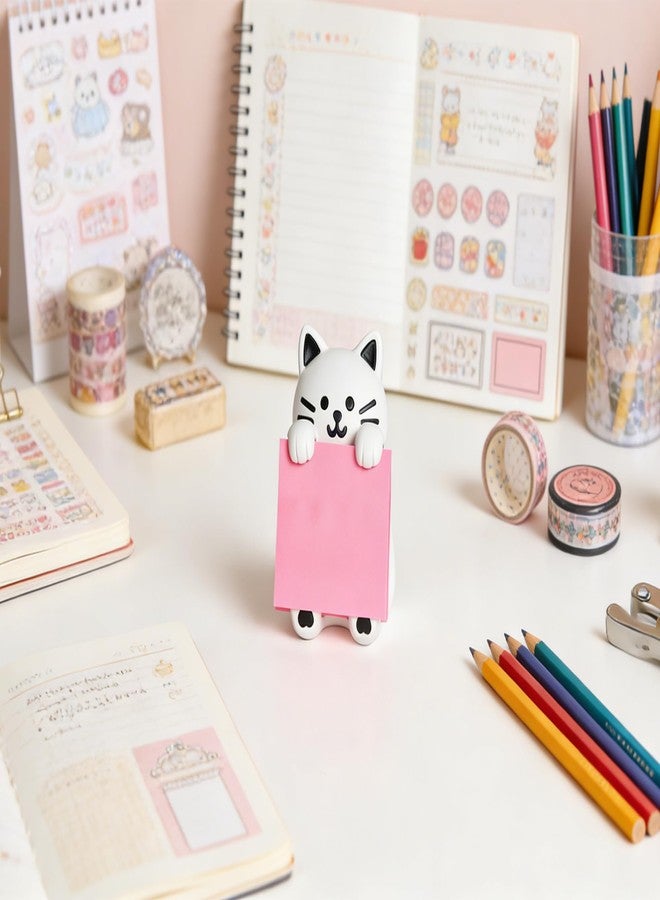 HORTIX Cat Sticky Note Holder for Desk - Doodle-Friendly Resin Dispenser for Office & Home, Holds 3" x 3" Sticky Notes - Image 2