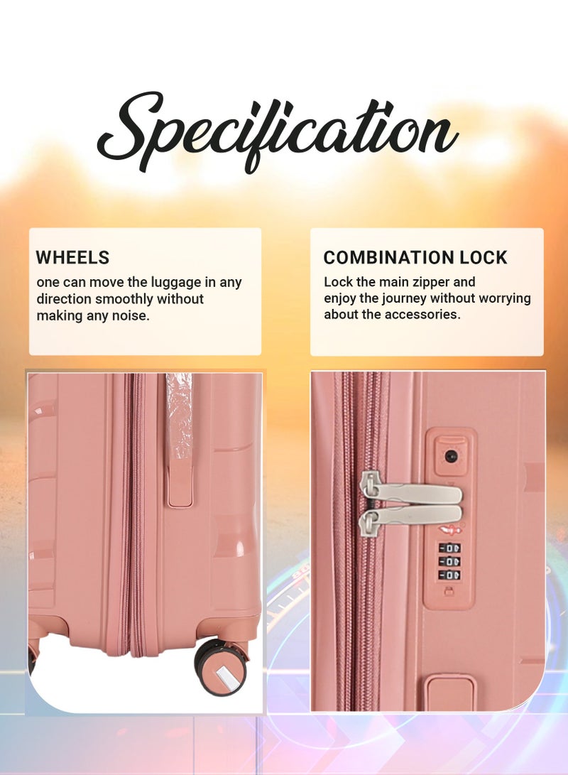 فيبتور مجموعة حقائب سفر بعجلات دوارة 360 درجة من مادة البولي بروبيلين الناعمة مع قفل TSA مقاس 20/24/28 بوصة - Image 4