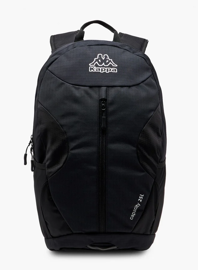 Kappa Logo Print Backpack with Adjustable Straps and Zip Closure - 16x27x46 cm