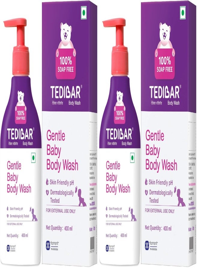 Tedibar Rich Moisturising Baby Body Wash 400ml with Skin Friendly PH | 100% Soap & Alkali Free | Prevents Dryness & Rahses | Dermatologically Test (Pack of 2) - Image 1