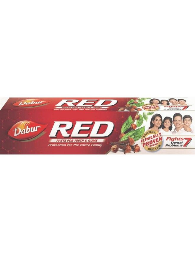 Dabur معجون أحمر هو معجون أيورفيدي رقم 1 في الهند يوفر الحماية من البلاك وألم الأسنان والأسنان الصفراء ورائحة الفم الكريهة 200 جرام - Image 1