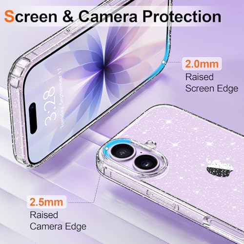 Hython for iPhone 17 Case Glitter, Clear Glitter Sparkly Shiny Bling Sparkle Cute Cover, Anti-Scratch Soft TPU Thin Slim Fit Shockproof Protective Phone Cases for Women Girls, Clear Glitter - Image 3