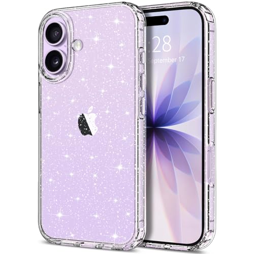 Hython for iPhone 17 Case Glitter, Clear Glitter Sparkly Shiny Bling Sparkle Cute Cover, Anti-Scratch Soft TPU Thin Slim Fit Shockproof Protective Phone Cases for Women Girls, Clear Glitter - Image 1