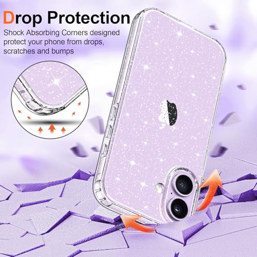 Hython for iPhone 17 Case Glitter, Clear Glitter Sparkly Shiny Bling Sparkle Cute Cover, Anti-Scratch Soft TPU Thin Slim Fit Shockproof Protective Phone Cases for Women Girls, Clear Glitter - Image 4