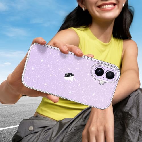 Hython for iPhone 17 Case Glitter, Clear Glitter Sparkly Shiny Bling Sparkle Cute Cover, Anti-Scratch Soft TPU Thin Slim Fit Shockproof Protective Phone Cases for Women Girls, Clear Glitter - Image 5