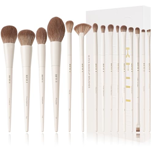 BEILI Makeup Brush Set 15Pcs Labeled Makeup Brushes Premium Synthetic Foundation Powder Contour Blush Concealers Eye Shadow Eyeliner Blending Face Brush Set - Image 1