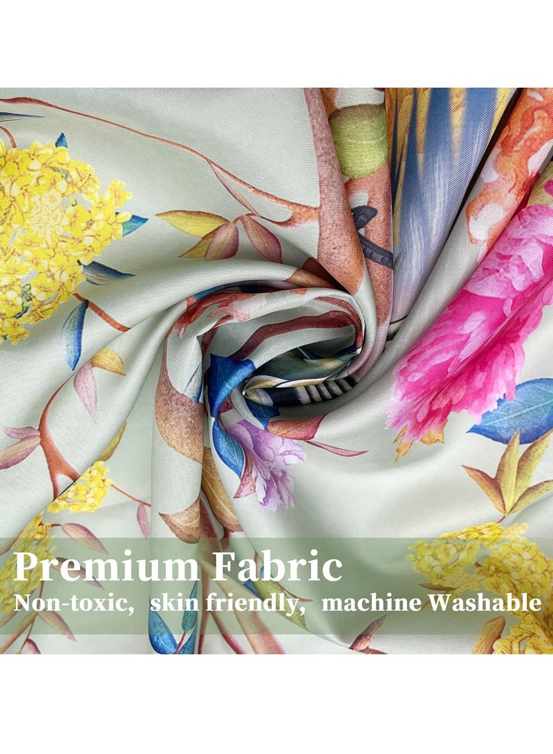 Excefore Shower Curtain Green Mould Proof Resistant Waterproof Bird Floral Bathroom Curtains with 12 hooks Quick-Drying Weighted 180x180cm (71x71Inch) Polyester Shower Curtains for Bathroom Wet Room Tub  - Image 4