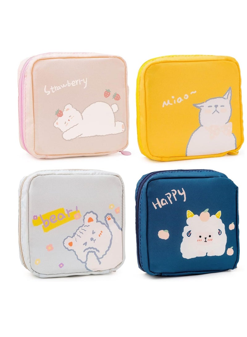 SYOSI Sanitary Napkin Storage Bag, Zipper Menstrual Pad Bag Portable Tampons Holder for Purse First Period Kit Teen Girls Store Pads Women(4Pcs)  - Image 1