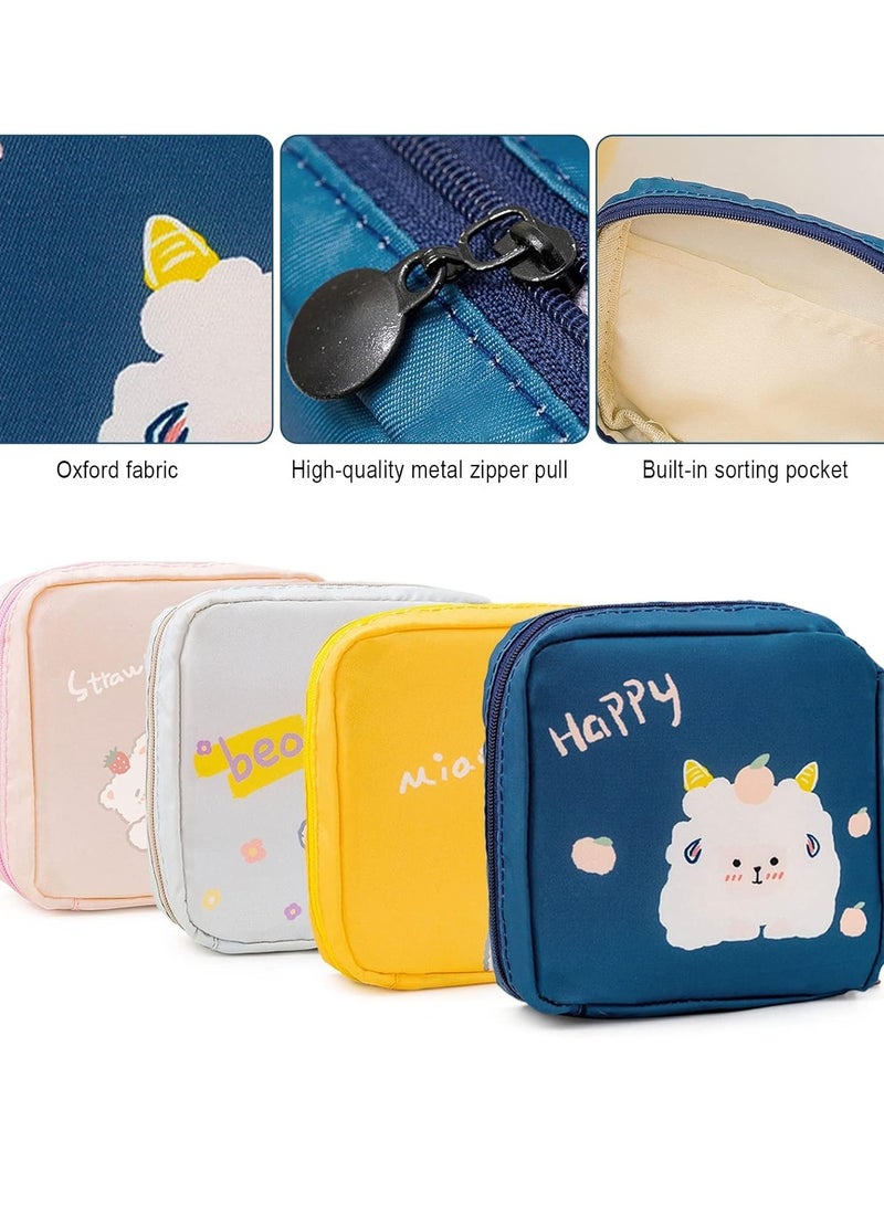 SYOSI Sanitary Napkin Storage Bag, Zipper Menstrual Pad Bag Portable Tampons Holder for Purse First Period Kit Teen Girls Store Pads Women(4Pcs)  - Image 3