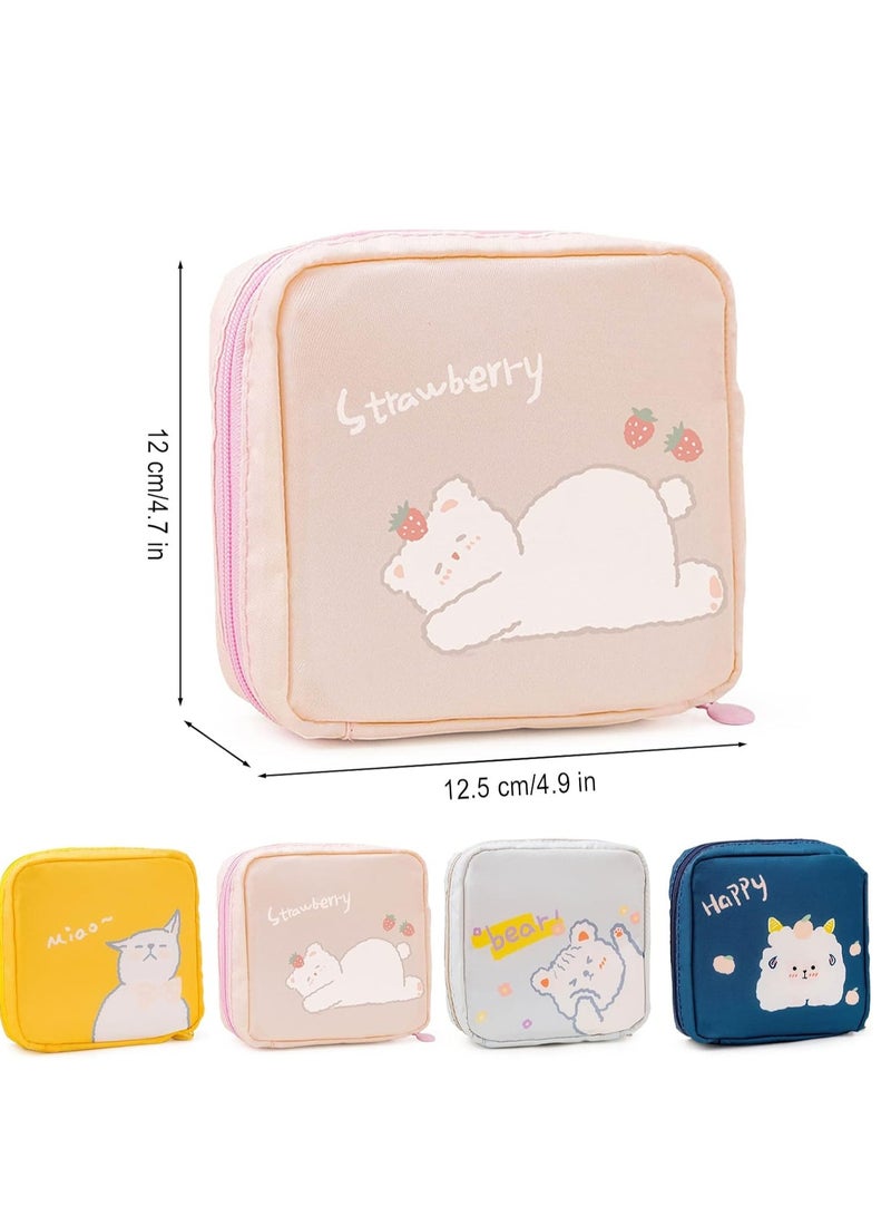 SYOSI Sanitary Napkin Storage Bag, Zipper Menstrual Pad Bag Portable Tampons Holder for Purse First Period Kit Teen Girls Store Pads Women(4Pcs)  - Image 4