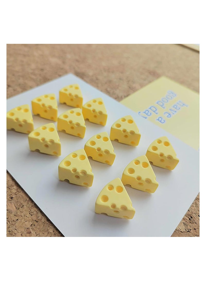 Zikra 24Pcs Push Pins Decorative Cheese Thumbtacks Cute Cheese Thumb Tacks Multi-Functional Pushpins Tool Office Accessories for Photo Wall Feature Wall Whiteboard Cork Board Map Bulletin Board - Image 5