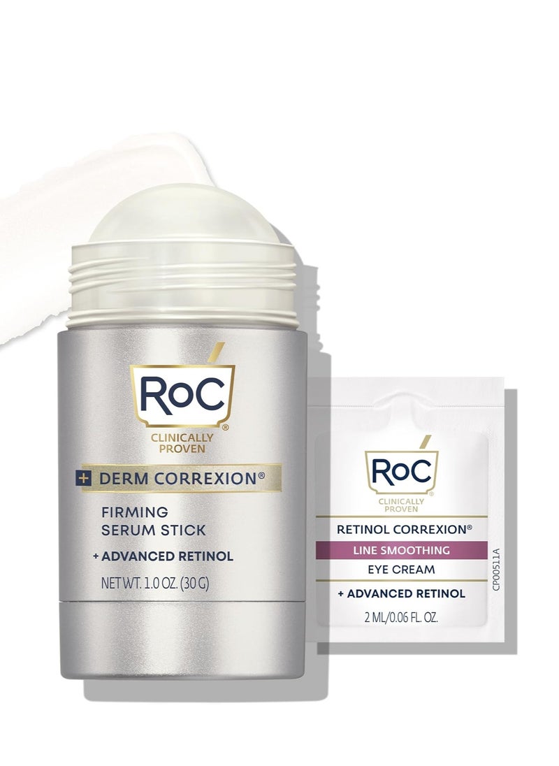 RoC - RoC Derm Correxion Advanced Retinol Firming Serum Stick with Antioxidants to Visibly Tighten and Firm Wrinkles and Laugh Lines, 1.0 oz with Retinol Eye Cream Packette - Image 1