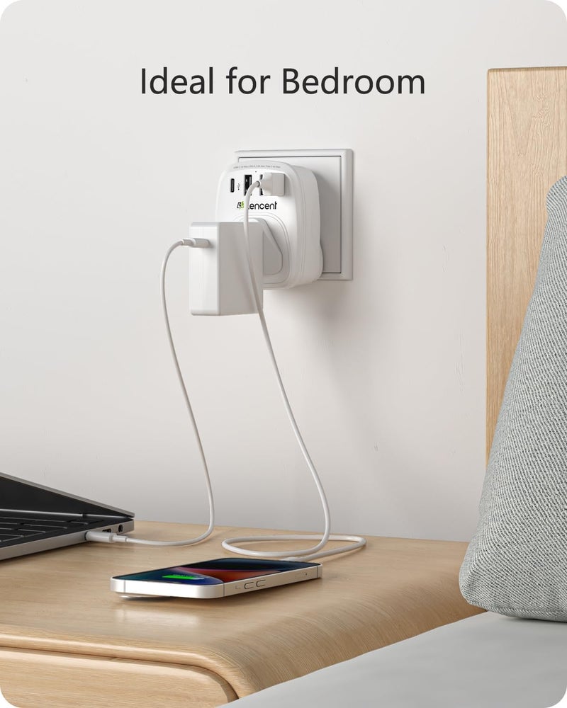 USB Plug Charger UK with 1 Type-C & 3 USB-A, 1 Way Socket Extension | 5-in-1 USB Outlet Plug Extender for Household Appliances, iPhone, Smartphone Tablets, Ideal for Home Office Bedroom - Image 5