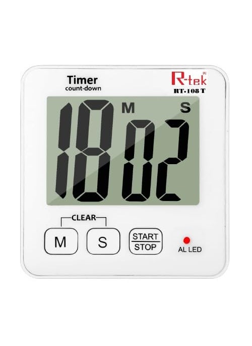 R-TEK RTEK Digital Kitchen Timer Stopwatch with Large Digits LCD Display Countdown Function Loud Alarm Magnetic Stand for Kitchen Use Battery Included  - Image 1