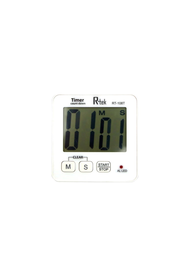 R-TEK RTEK Digital Kitchen Timer Stopwatch with Large Digits LCD Display Countdown Function Loud Alarm Magnetic Stand for Kitchen Use Battery Included  - Image 4