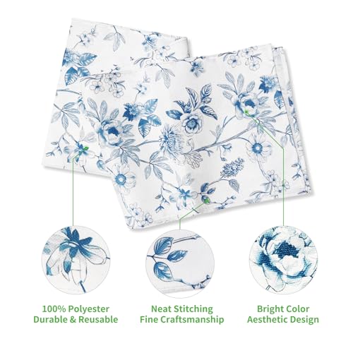 Rotumaty Blue and White Floral Table Runner - Monochrome Sketch Flowers Chinoiserie Peony Daisy Decor Summer Spring Seasonal Home Decorations for Kitchen Dining Table Party Ornaments 13 × 72 Inch - Image 3