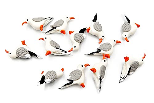 1shopforyou 1shopforyou Lot of 12 pcs Small Seagull Dcor Birds Figurines Indoor Patio Fairy Garden Supplies Animal Figurine Furniture Dollhouse 