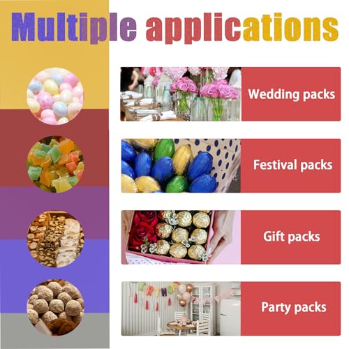 PABCK 500 Pcs 5 Colors Chocolate Wrappers Aluminium Foil Paper Wrapping Papers Square Sweets Lolly Paper Food Candy Tin Foil Wrapper for Candy Packaging Decoration (4x4 inches) - Image 3