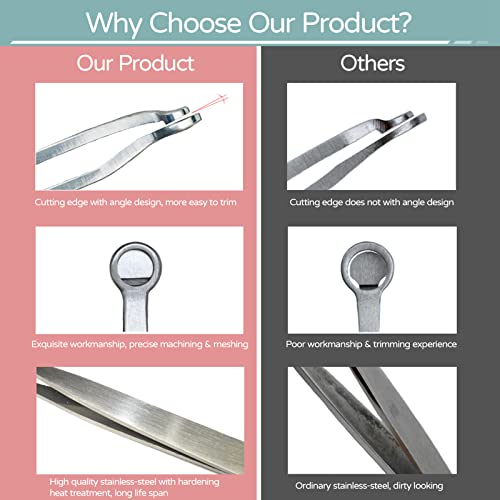 AUSOMTEK Nose Hair & Ear Hair Trimming Tweezers, Eyebrow Grooming Scissors, Eyelash Clipper, Stainless Steel Grooming Scissors, Safe Round-Headed, for Men and Women (Cyan PU Case) (1 pack) - Image 4