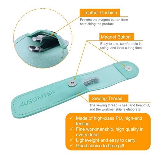 AUSOMTEK Nose Hair & Ear Hair Trimming Tweezers, Eyebrow Grooming Scissors, Eyelash Clipper, Stainless Steel Grooming Scissors, Safe Round-Headed, for Men and Women (Cyan PU Case) (1 pack) - Image 3