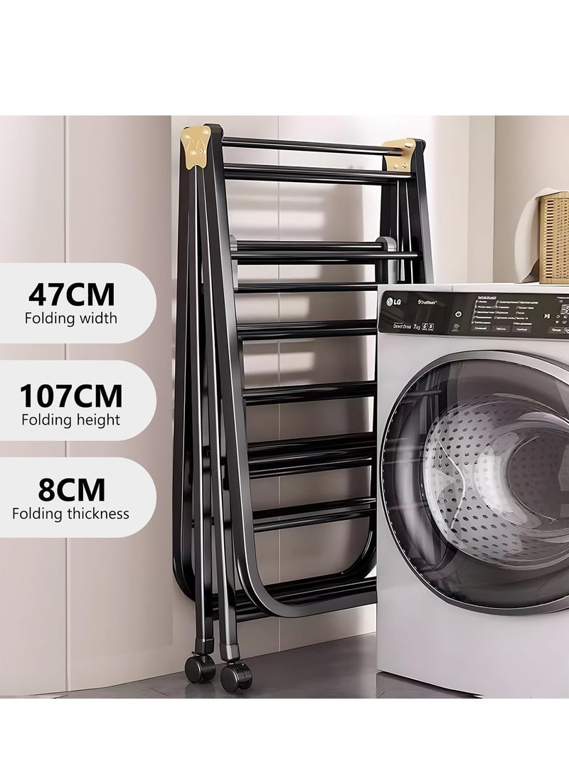 GUDOO Foldable Clothes Drying Rack has 20 Rods Non Slip Buckle Shoe Rack and Wheels Stainless Steel Laundry Drying Rack Collapsible for Easy Storage Rust Proof Works Both Indoors and Out - Image 2