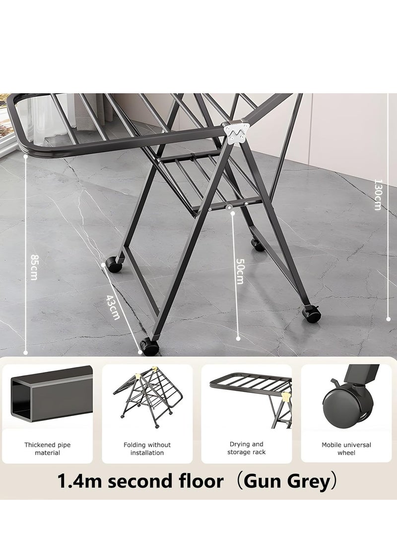 GUDOO Foldable Clothes Drying Rack has 20 Rods Non Slip Buckle Shoe Rack and Wheels Stainless Steel Laundry Drying Rack Collapsible for Easy Storage Rust Proof Works Both Indoors and Out - Image 4