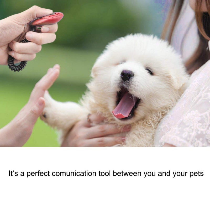 Sage Square Pet Training Clicker with Wrist Strap and Strap Hook for Dog/Cat/Kitten/Puppy/Bird (Red) - Image 2