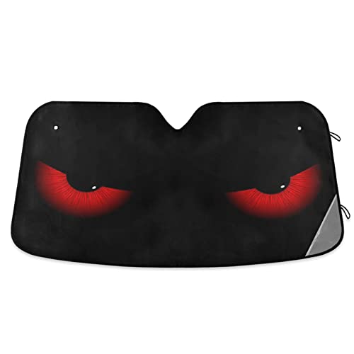 Dussdil Evil Eyes Car Sun Shade Windshield Red Eyes Sunshade Blocks UV Rays Protector Keep Your Vehicle Cool Sun Shield Visor Cover Foldable for Car Truck SUV S