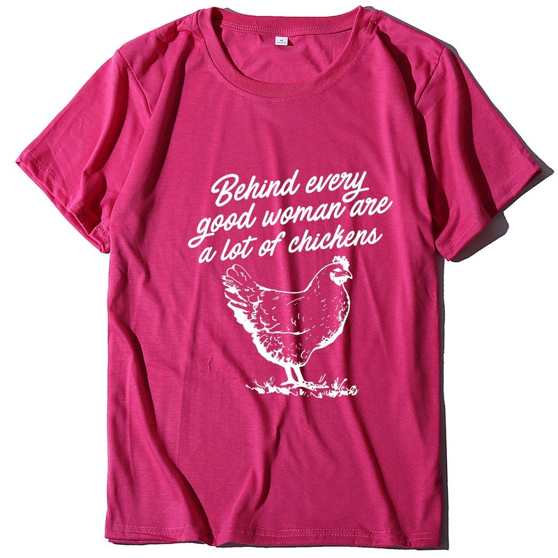 2020 Spring Cross-border New Style Behind eveny Hen Letter Printed Pattern Women's T-shirt - Image 1