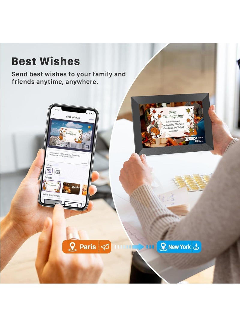 الرائد إطار صورة رقمي واي فاي 10.1 بوصة، شاشة لمس IPS عالية الدقة 1280x800، إطار صور ذكي إلكتروني مع تخزين 16 جيجابايت، تدوير تلقائي، مشاركة الصور/مقاطع الفيديو على الفور عبر تطبيق Uhale من أي مكان - Image 5