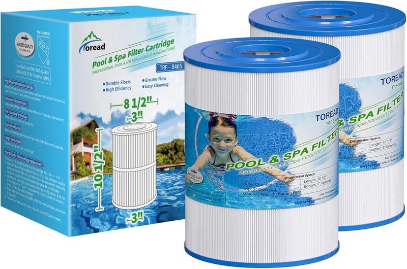 TOREAD NSF-50 Certified Watkins 31114 Replacement Tiger River Spa Filter, Compatible Unicel C-8465, PWK65, Filbur FC-3960, 71827, 71828 Hot Tub Filter, 65 sq. ft Hot Spring Spa Filter 2PACK - Image 1