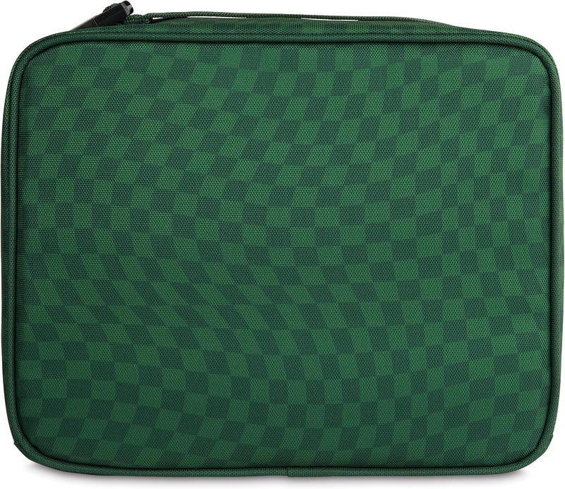 Pac-Kit Freezable Classic Lunch Box, Checker Wave Olive, Built with ECOFREEZE Technology, Collapsible, Reusable, Zip Closure With Zip Front Pocket and Buckle Handle, Designed for Fresh Lunch On the Go - Image 4