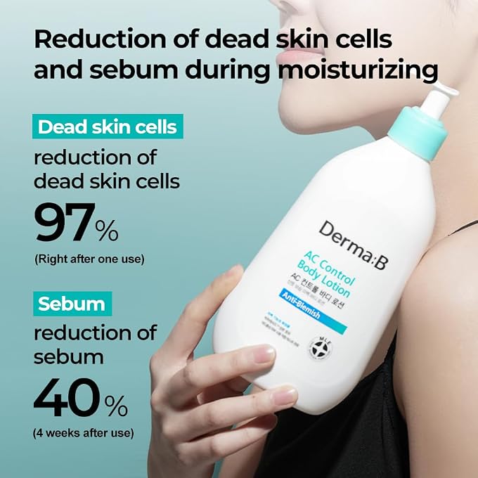 derma b | AC Control Body Lotion | Moisturizer for Anti-Blemish & Pimples | Water-Oil Control | Hypoallergenic Solution for All Skin Types | Body Cream for Soothing & Refreshing | 13.52 fl oz (400ml) - Image 3