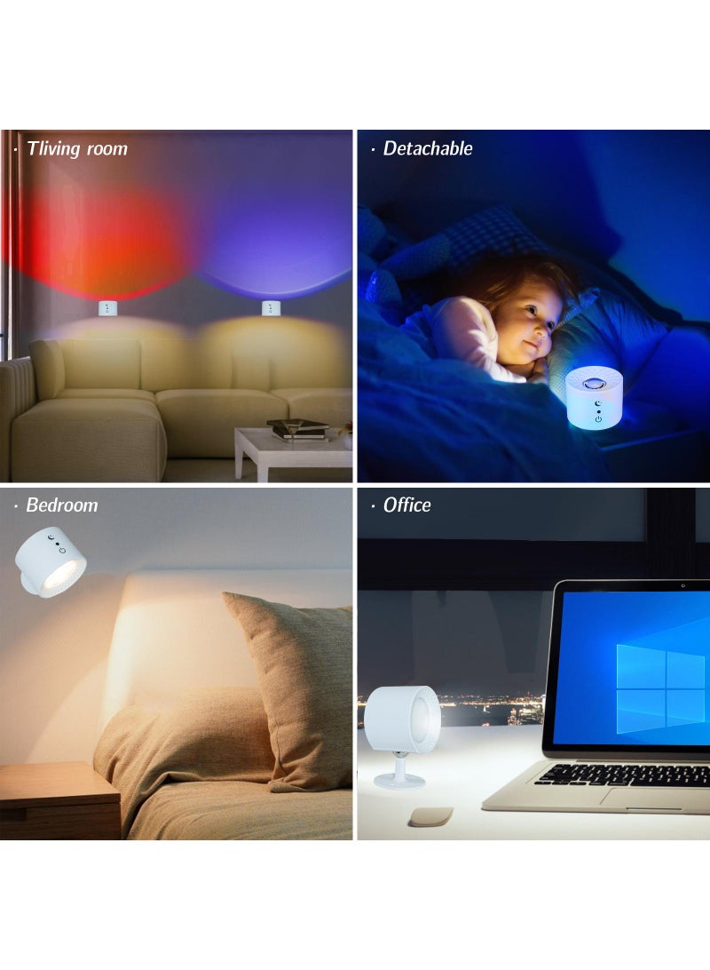 Y&D Wall Mounted Lights, RGB Wall Sconces Lamp Rechargeable Battery Operated, 3 Color Temperatures & Dimmable Magnetic 360° Rotation Cordless Light for Bedroom Living Room 1pcs  - Image 5