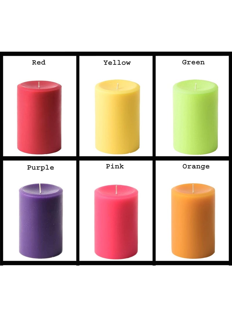 atorakushon® Smokeless Scented Paraffin Wax Multi Colour Round Pillar Candles Decoration for Party,Birthday Party,Dinner Table, Living Room Pack of 6 - Image 3
