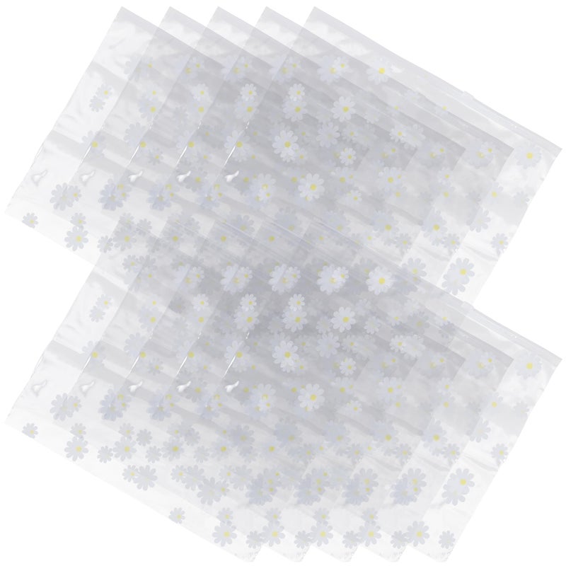 Self Sealing Daisy Pattern Bags 50 Pack Reusable Zipper Storage for Candy Jewelry Party Supplies - Image 2