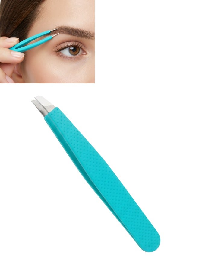 Stainless Steel Eyebrow & Body Tweezers with Silicone Protective Cover – Precision Hair Removal Tool for Eyebrows, Facial, and Body Hair - Image 1