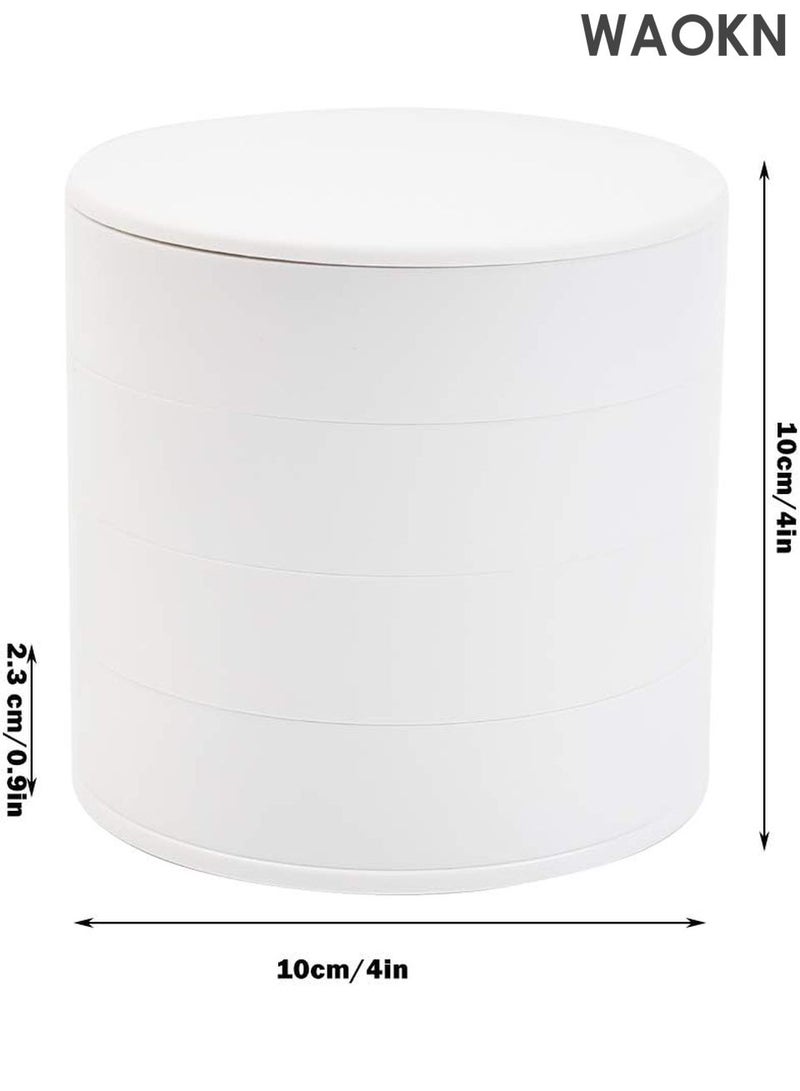 WAOKN 4-Layer Rotating Jewelry Organizer Box – Portable Travel Jewelry Storage Case with Lid for Earrings, Rings, Bracelets, Necklaces – Compact Jewelry Tray for Women, Girls – Anti-Tarnish & Scratch-Proof Design – （White） - Image 2