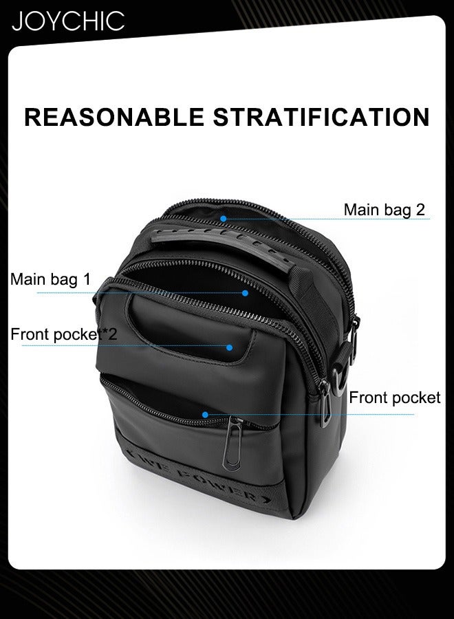 Joychic حقيبة صغيرة بسيطة للرجال عصرية ومقاومة للماء لحقيبة كتف للسفر والتخييم بحزام قابل للفصل باللون الأسود - Image 4