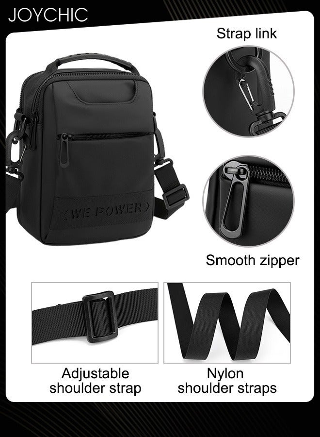 Joychic حقيبة صغيرة بسيطة للرجال عصرية ومقاومة للماء لحقيبة كتف للسفر والتخييم بحزام قابل للفصل باللون الأسود - Image 2