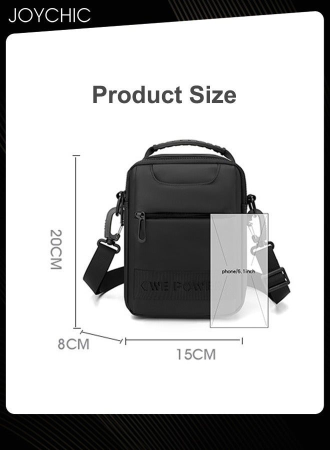 Joychic حقيبة صغيرة بسيطة للرجال عصرية ومقاومة للماء لحقيبة كتف للسفر والتخييم بحزام قابل للفصل باللون الأسود - Image 5