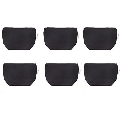 Augbunny 100% Cotton 12oz Canvas Zipper Cosmetic Makeup Jewlery Pouch Coin Cash Purse Change Holder 6-pack - Image 1