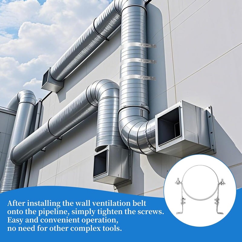 Mineye 8 inch Adjustable Vent Wall Strap, Heavy Duty Stainless Steel Chimney Adjustable Pipe Bracket, B Vent Wall Bracket, Stove Pipe Hanger Strap Round Split Ring Vent Pipe Strap - Image 4