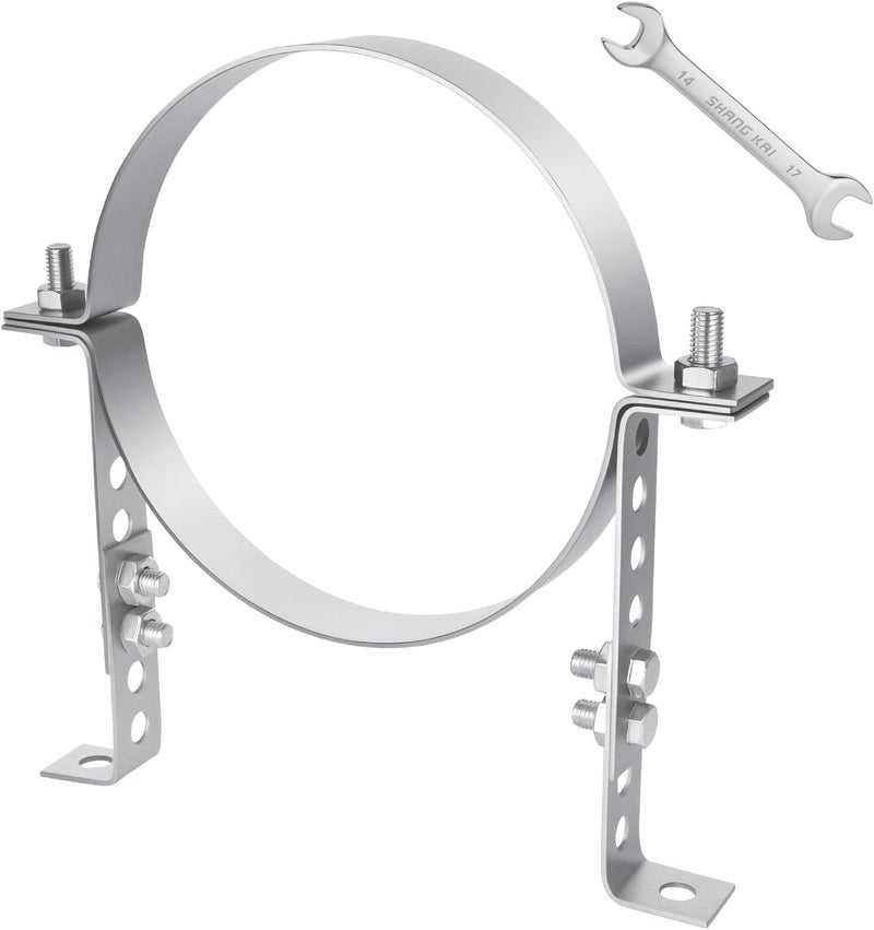 Mineye 8 inch Adjustable Vent Wall Strap, Heavy Duty Stainless Steel Chimney Adjustable Pipe Bracket, B Vent Wall Bracket, Stove Pipe Hanger Strap Round Split Ring Vent Pipe Strap - Image 1